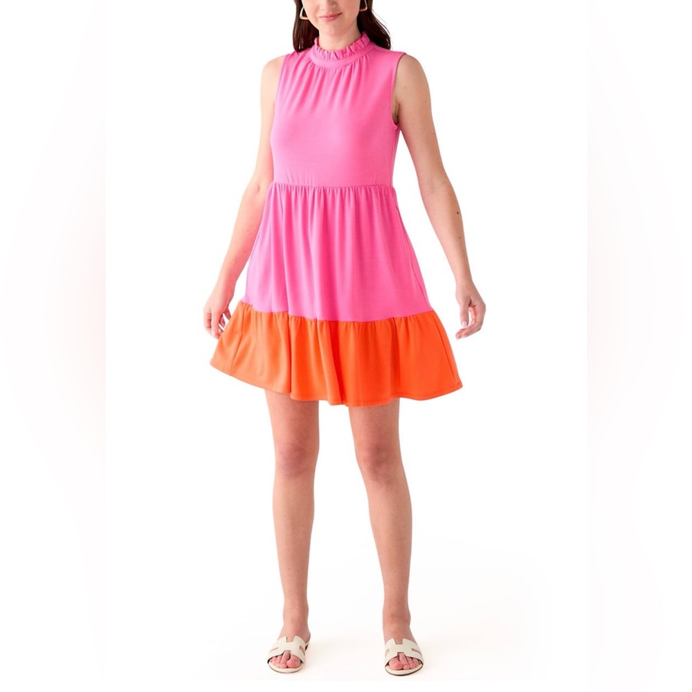 Crown and Ivy Pink and Orange Sleeveless Dress size large